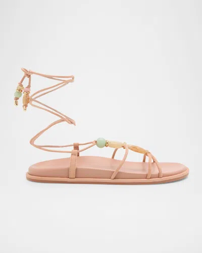Stuart Weitzman Majorca Wrap Suede Sport Sandals In Neutral
