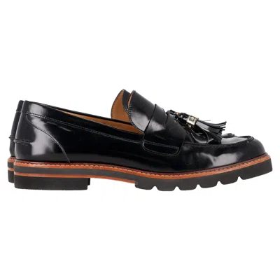 Stuart Weitzman Manila Tasseled Loafers In Black Patent Leather