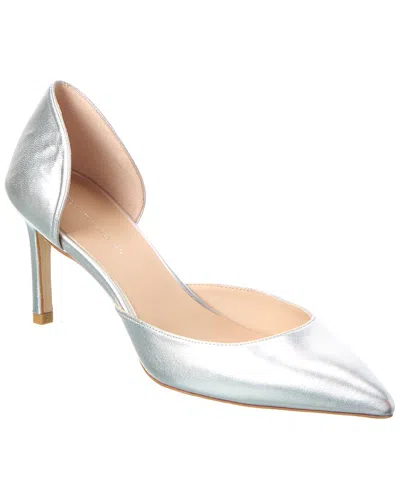 Stuart Weitzman Mara 75 Dorsay Leather Pump In Silver