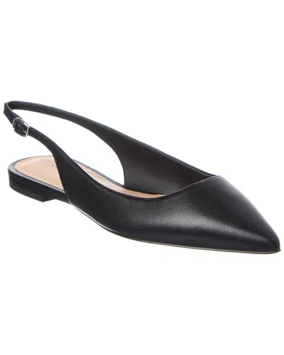 Stuart Weitzman Mara Leather Slingback Flat In Black