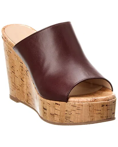 Stuart Weitzman Margarite Leather Wedge Sandal In Brown