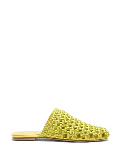 Stuart Weitzman Marina Interwoven Mules In Green