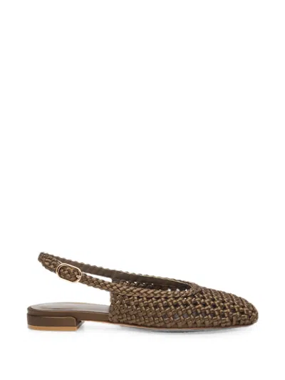 Stuart Weitzman Marina Woven Slingback Pumps In Brown