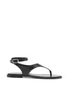 Stuart Weitzman Marley Nappa Leather Flat Thong Sandals In Black