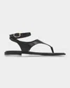 Stuart Weitzman Marley Nappa Leather Flat Thong Sandals In Black