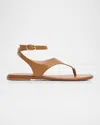 Stuart Weitzman Marley Nappa Leather Flat Thong Sandals In Brown