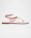 Stuart Weitzman Marley Nappa Leather Flat Thong Sandals In Pink