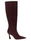 Stuart Weitzman Suede Finish Pointed Toe Ankle Boots In Burgundy