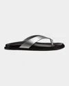 Stuart Weitzman Mary Kate Metallic Leather Thong Sandals In Black