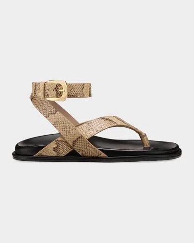 Stuart Weitzman Marykate Snake-printed Leather Sandals In Brown