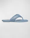 STUART WEITZMAN MAUI METALLIC DENIM THONG SANDALS