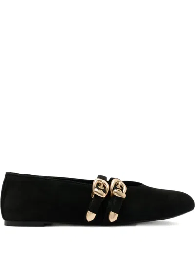 Stuart Weitzman Maven Buckle-strap Ballet Flats In Black