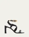 Stuart Weitzman Maven Leather Buckle Strappy Sandals
