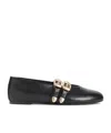 Stuart Weitzman Double-buckle Ballet Flats In Black