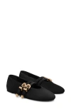 Stuart Weitzman Maven Suede Buckle Mary Jane Ballerina Flats In Black