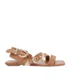 Stuart Weitzman Square Toe Suede Straps Sandals In Brown