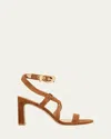Stuart Weitzman Maven Suede Buckle Block-heel Sandals