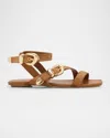 Stuart Weitzman Maven Suede Buckle Flat Sandals In Doe