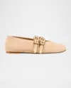 Stuart Weitzman Maven Suede Buckle Mary Jane Ballerina Flats