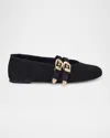 Stuart Weitzman Maven Suede Buckle Mary Jane Ballerina Flats In Black