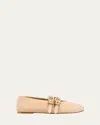 Stuart Weitzman Maven Suede Buckle Mary Jane Ballerina Flats In Sand
