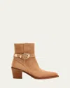 Stuart Weitzman Maven Suede Buckle Western Booties