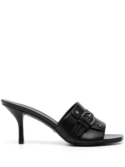 Stuart Weitzman Maverick Belt Mule Sandals In Black