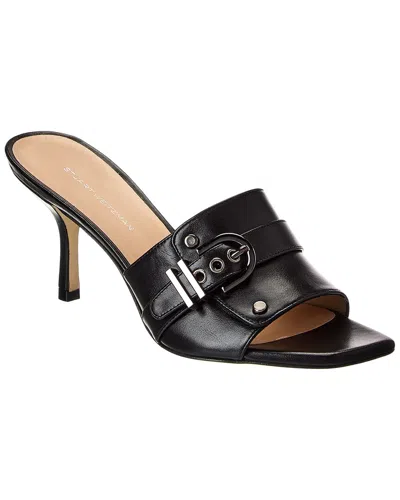 Stuart Weitzman Maverick Slide 75 Leather Sandal In Black