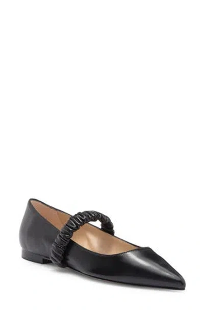Stuart Weitzman Maxine Leather Point-toe Flats In Black