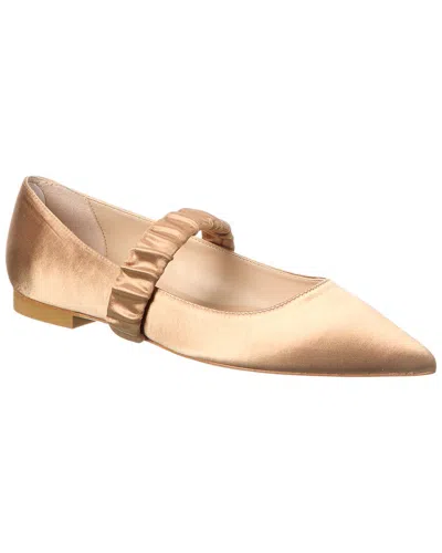 Stuart Weitzman Maxine Satin Ballet Flat In Beige