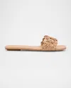 Stuart Weitzman Meadow Flower Leather Slides In Adobe