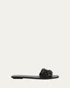 Stuart Weitzman Meadow Flower Leather Slides In Black