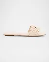 Stuart Weitzman Meadow Flower Leather Slides In Seashell