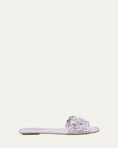 Stuart Weitzman Meadow Flower Leather Slides In Wisteria