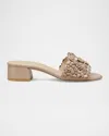 Stuart Weitzman Meadow Flower Leather Slides In Black