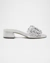 Stuart Weitzman Meadow Metallic Leather Flower Sandals In Silver
