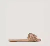 Stuart Weitzman Meadow Flower Leather Slides In Fawn