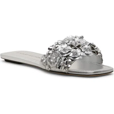 Stuart Weitzman Meadow Slide Sandal In Silver