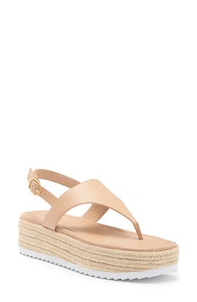 Stuart Weitzman Mel Espadrille Flatform Sandal In Golden Beige