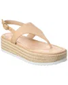 Stuart Weitzman Mel Leather Espadrille Flatform Sandal In Beige