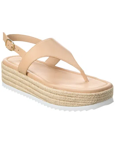 Stuart Weitzman Mel Leather Espadrille Flatform Sandal In Beige