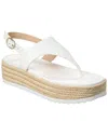 Stuart Weitzman Mel Leather Espadrille Flatform Sandal In White
