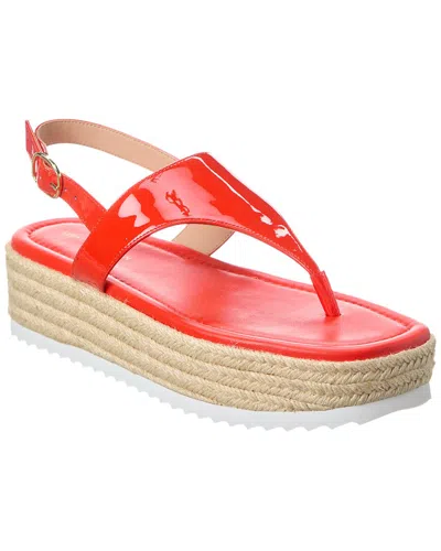 Stuart Weitzman Mel Patent Espadrille Flatform Sandal In Red