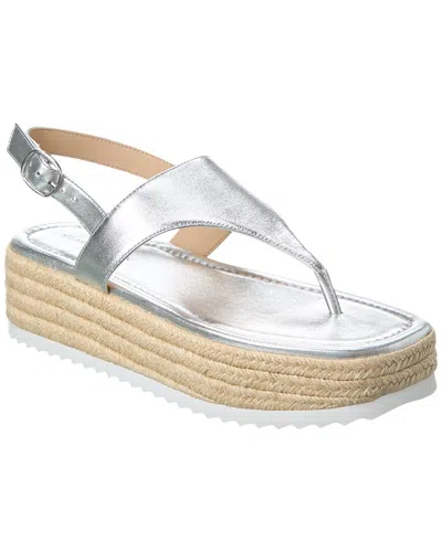 Stuart Weitzman Mel Patent Espadrille Flatform Sandal In Silver