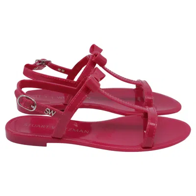 Stuart Weitzman Mellie Bow Jelly Flat Sandals In Pink Rubber