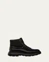 Stuart Weitzman Men's Adam Leather And Neoprene Combat Boots In Tan/black