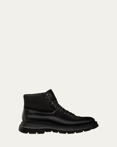 Stuart Weitzman Men's Adam Leather And Neoprene Combat Boots In Tan/black