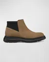 Stuart Weitzman Men's Aiden Suede Chelsea Boots In Taupe/black