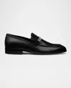 Stuart Weitzman Men's Ambrose Leather Lattice-bit Loafers In Black