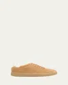 Stuart Weitzman Men's Banner Suede Wingtip-toe Low-top Sneakers In Beige/white